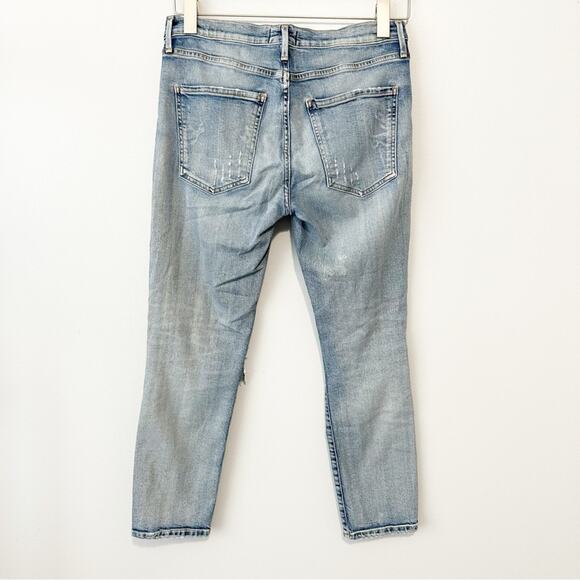 AGOLDE jeans mid rise skinny blue denim ripped distressed size 29 - Picture 2 of 9
